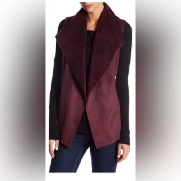Susina Deep Burgundy Shearling Vest - Picture 1 of 8